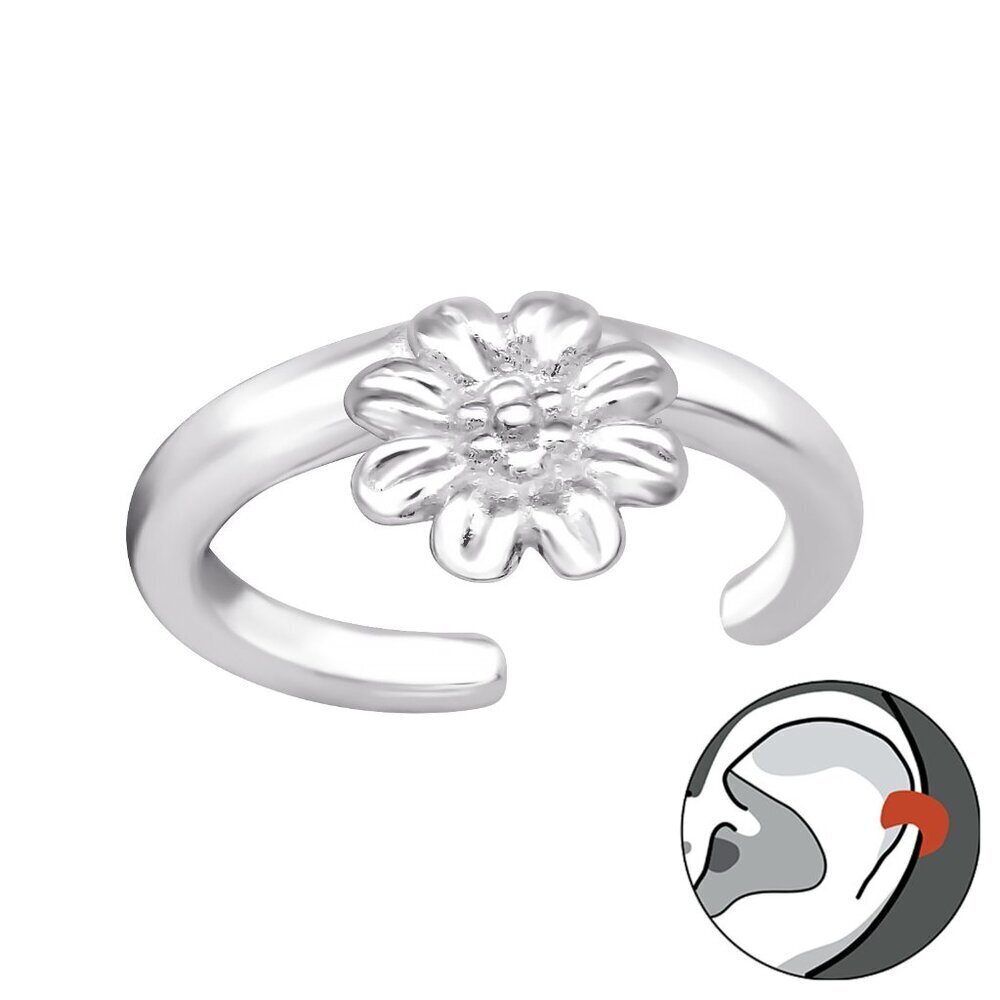 Sterling Silver Floral Ear Cuff 10mm | No Pierce